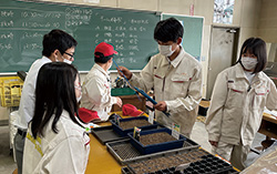 「未来の教室」実証事業で農業高校 x STEAMに取り組んだ際の様子（写真は旭川農業高校）。