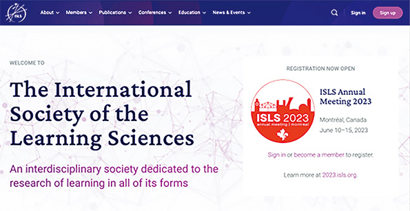 国際学習科学会ウェブサイトのトップページ